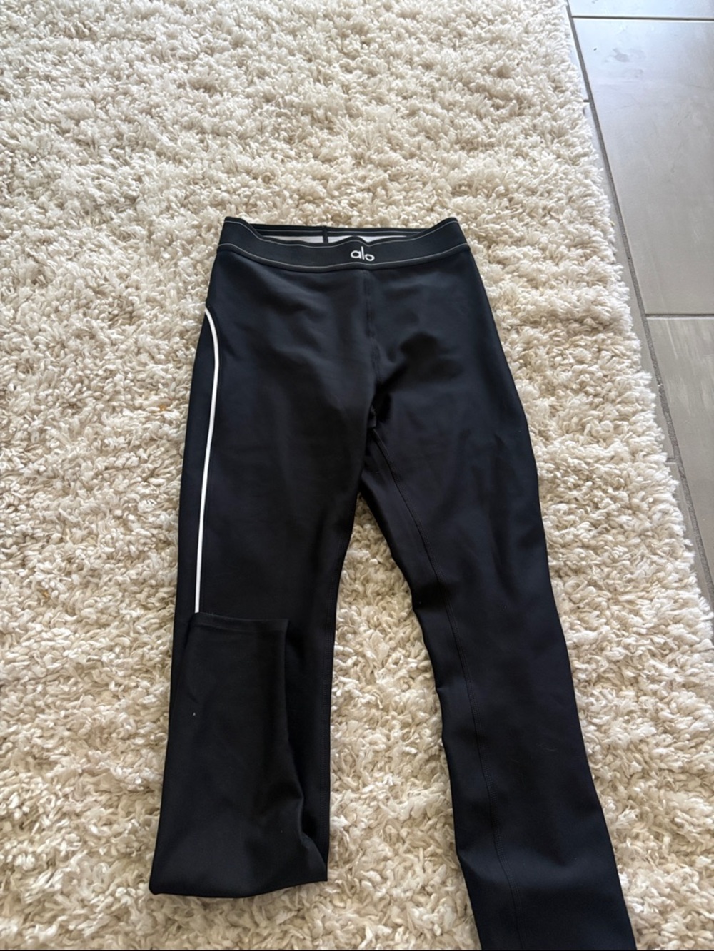 Alo womens Black Athletic Leggings with White Trim